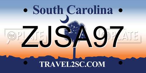 ZJSA97 South Carolina License Plate