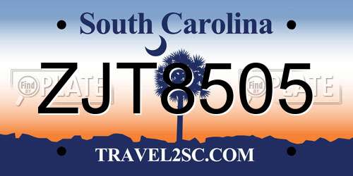 ZJT8505 South Carolina License Plate