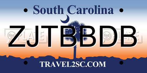 ZJTBBDB South Carolina License Plate