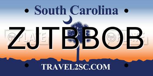 ZJTBBOB South Carolina License Plate