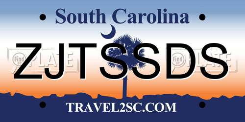 ZJTSSDS South Carolina License Plate