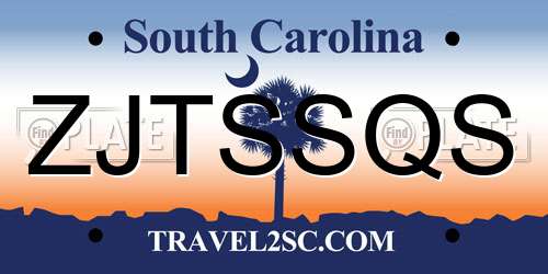 ZJTSSQS South Carolina License Plate