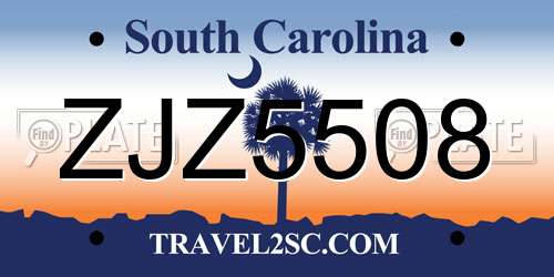 ZJZ5508 South Carolina License Plate