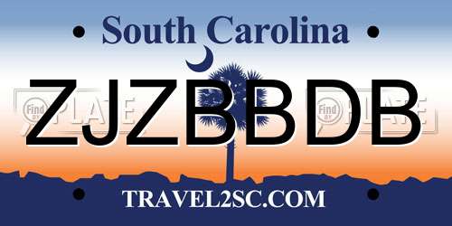 ZJZBBDB South Carolina License Plate