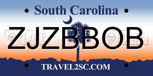 ZJZBBOB South Carolina License Plate