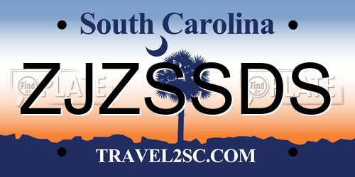 ZJZSSDS South Carolina License Plate