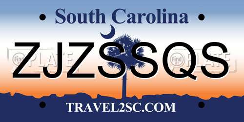 ZJZSSQS South Carolina License Plate
