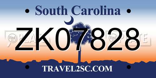 ZK07828 South Carolina License Plate
