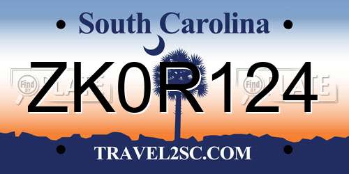 ZK0R124 South Carolina License Plate