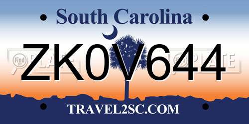 ZK0V644 South Carolina License Plate