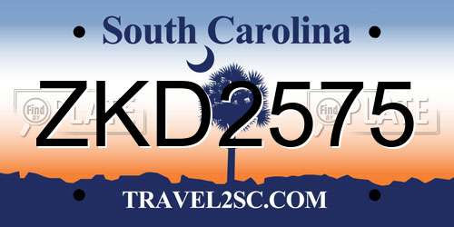 ZKD2575 South Carolina License Plate