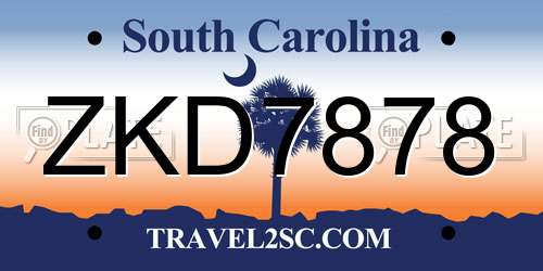 ZKD7878 South Carolina License Plate