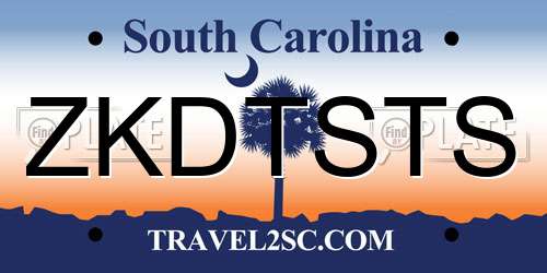 ZKDTSTS South Carolina License Plate