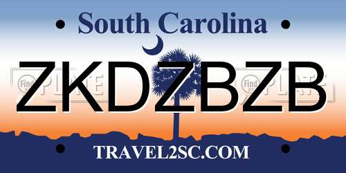ZKDZBZB South Carolina License Plate