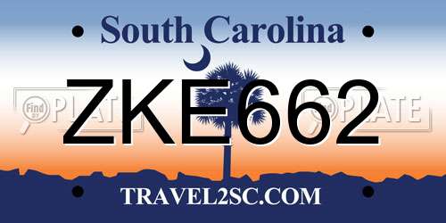 ZKE662 South Carolina License Plate