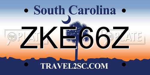 ZKE66Z South Carolina License Plate