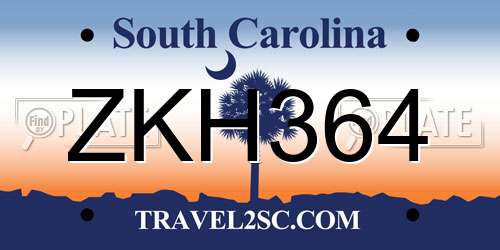 ZKH364 South Carolina License Plate