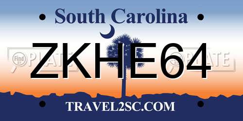 ZKHE64 South Carolina License Plate