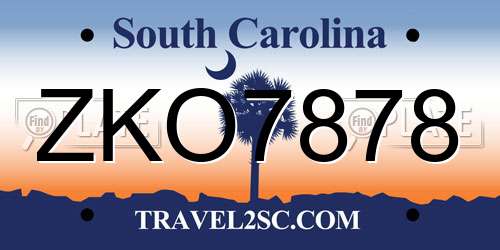 ZKO7878 South Carolina License Plate