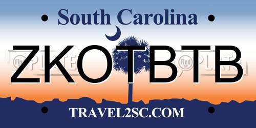 ZKOTBTB South Carolina License Plate