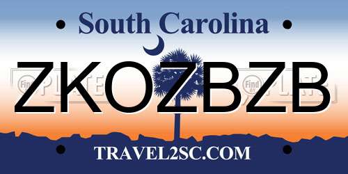 ZKOZBZB South Carolina License Plate