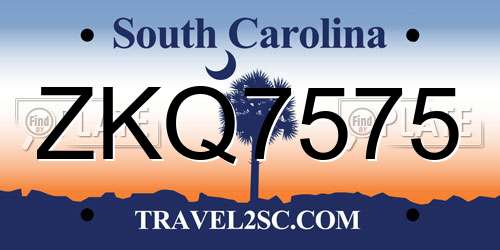 ZKQ7575 South Carolina License Plate