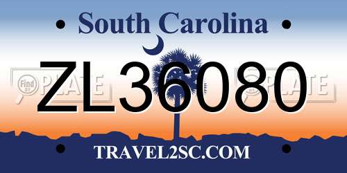 ZL36080 South Carolina License Plate
