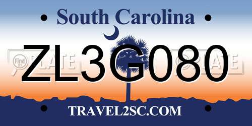 ZL3G080 South Carolina License Plate