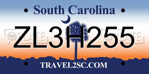 ZL3H255 South Carolina License Plate