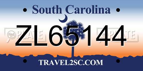 ZL65144 South Carolina License Plate