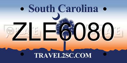 ZLE6080 South Carolina License Plate