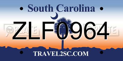 ZLF0964 South Carolina License Plate