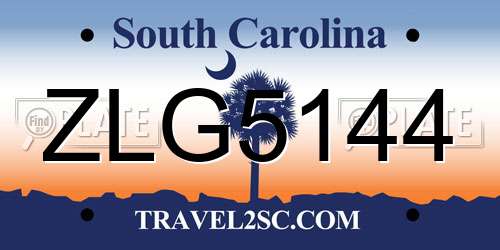 ZLG5144 South Carolina License Plate