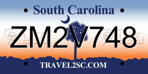 ZM2V748 South Carolina License Plate