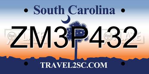 ZM3P432 South Carolina License Plate