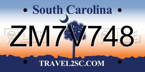 ZM7V748 South Carolina License Plate