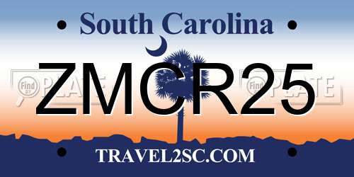 ZMCR25 South Carolina License Plate