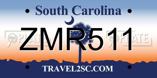 ZMR511 South Carolina License Plate