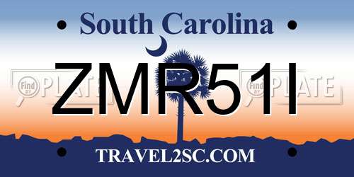 ZMR51I South Carolina License Plate