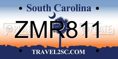 ZMR811 South Carolina License Plate