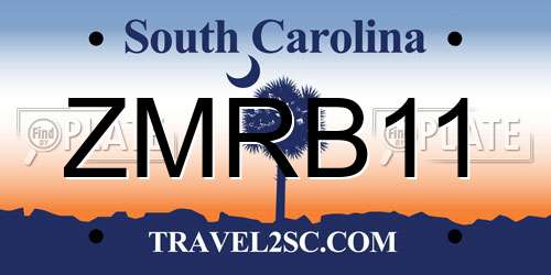 ZMRB11 South Carolina License Plate