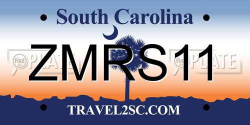 ZMRS11 South Carolina License Plate