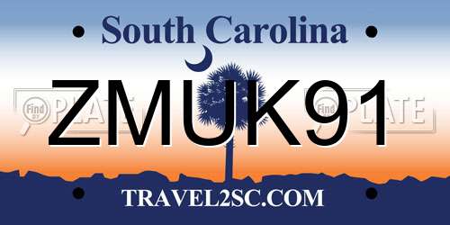 ZMUK91 South Carolina License Plate
