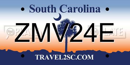 ZMV24E South Carolina License Plate
