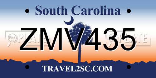 ZMV435 South Carolina License Plate