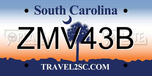 ZMV43B South Carolina License Plate