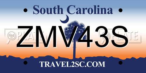 ZMV43S South Carolina License Plate