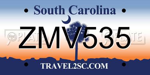 ZMV535 South Carolina License Plate