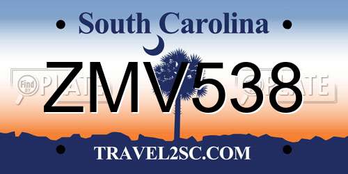 ZMV538 South Carolina License Plate