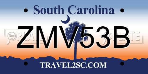 ZMV53B South Carolina License Plate